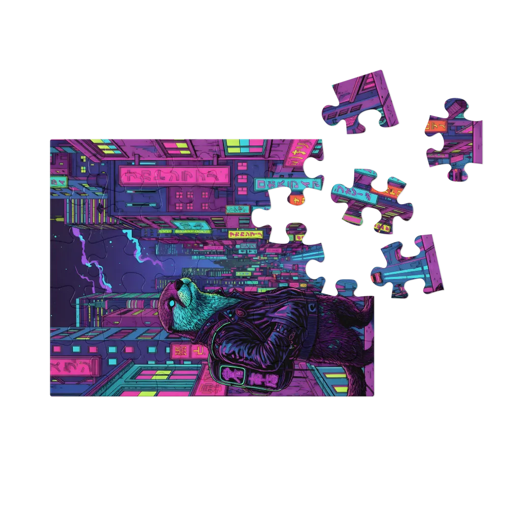 Neon City Otter 
 Jigsaw Puzzle in Tin Box