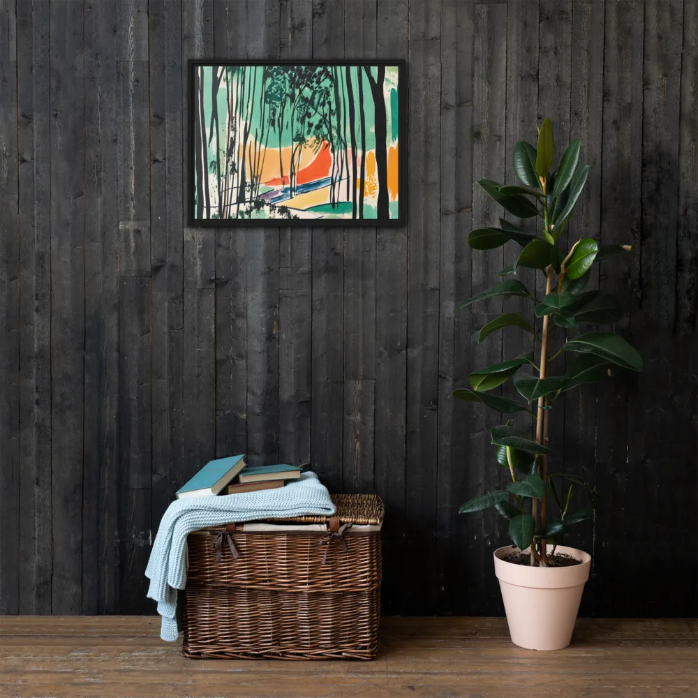 Winding Path Through the Forest | Canvas with Black Frame | 18″×24″
