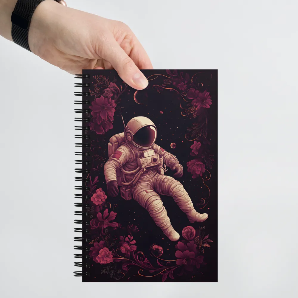 Cosmic Bloom: An Astronaut's Journey | Spiral Notebook