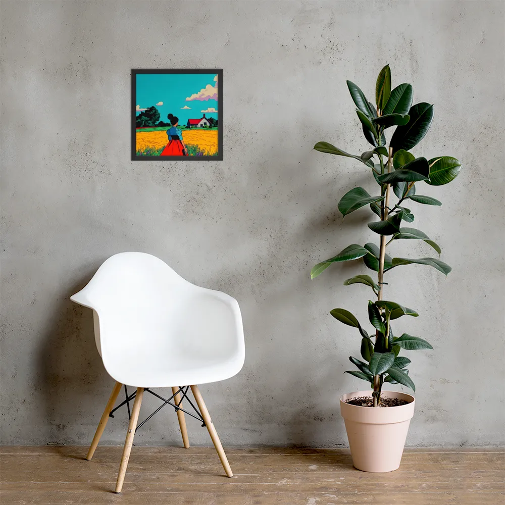 Whispers of a Sunlit Meadow | Poster with Black Frame | 14″×14″