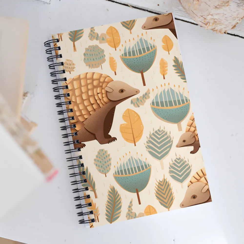 Pangolins in a Whimsical Habitat | Spiral Notebook