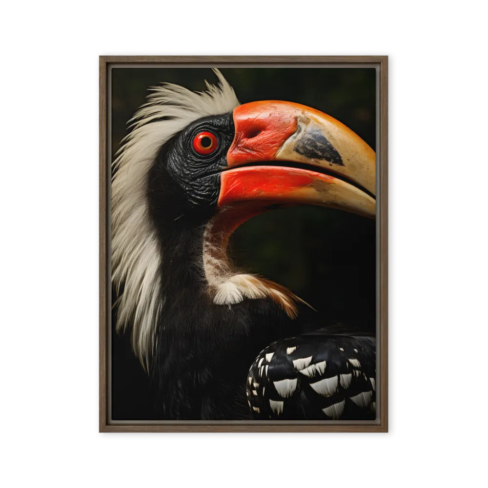 Majesty of the Hornbill | Canvas with Brown Frame | 24″×32″