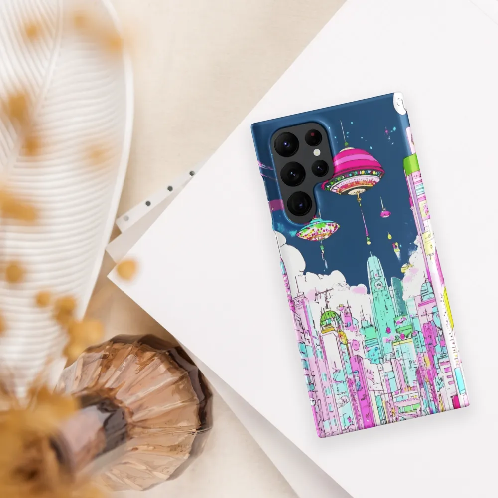 Futuristic Cityscape with Floating Structures | Phone Case |  S22 Ultra | Snap Case | Matte