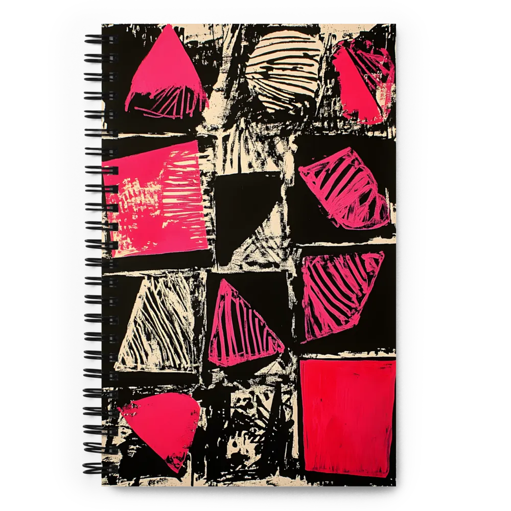 Geometric Symphony in Pink and Black | Spiral Notebook