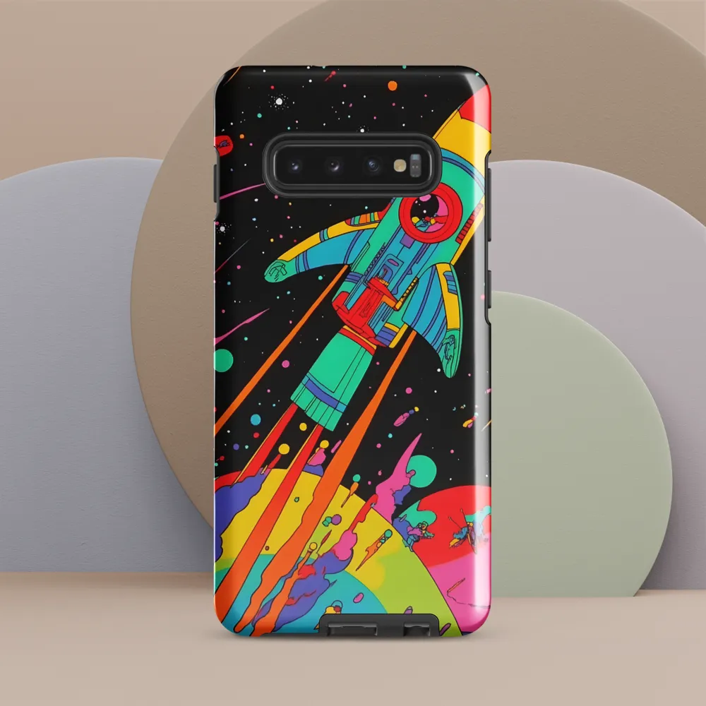 Cosmic Voyage: The Neon Lift-Off | Phone Case |  S10 Plus | Tough Case | Glossy