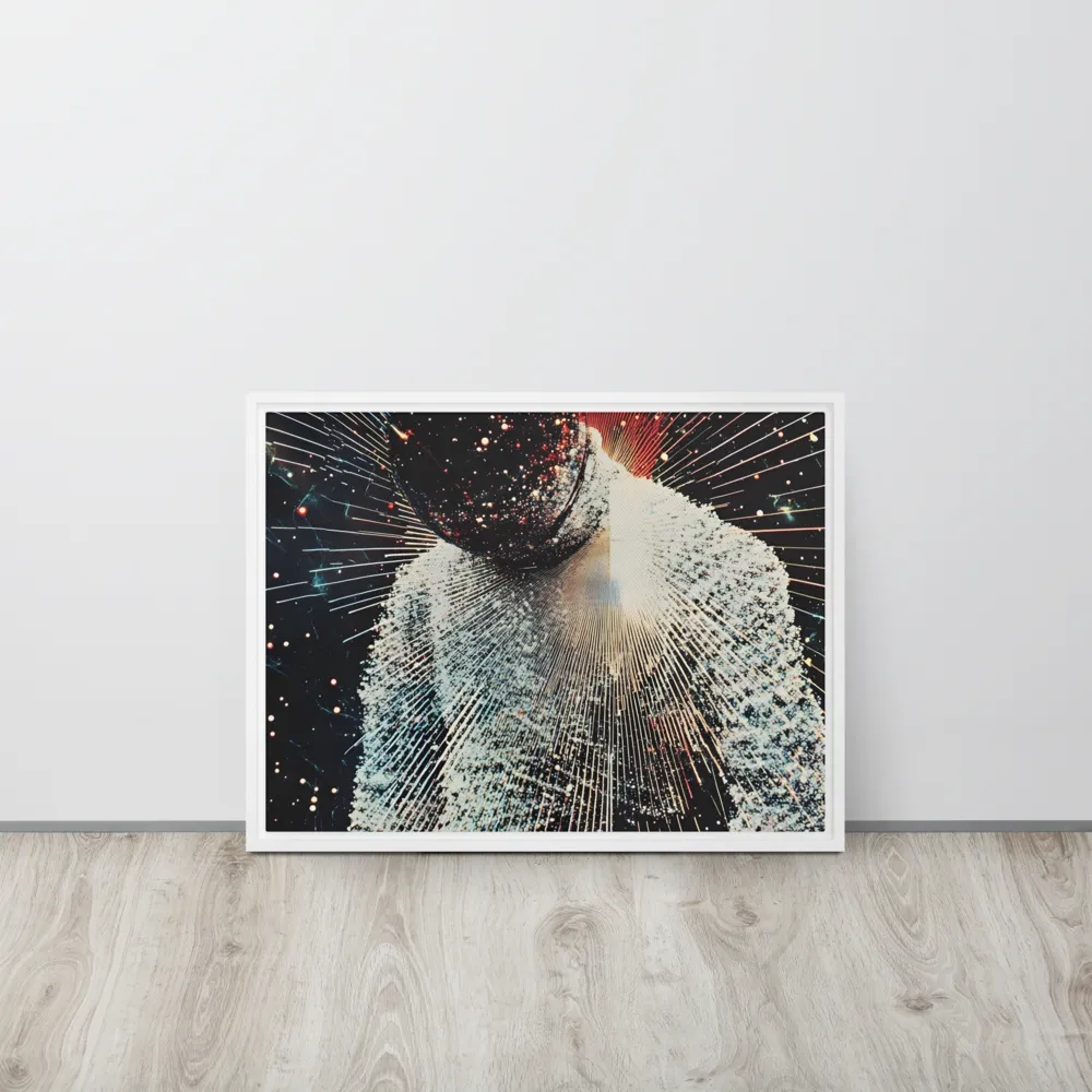 Ethereal Astronaut: A Journey Through the Cosmos | Canvas with White Frame | 18″×24″