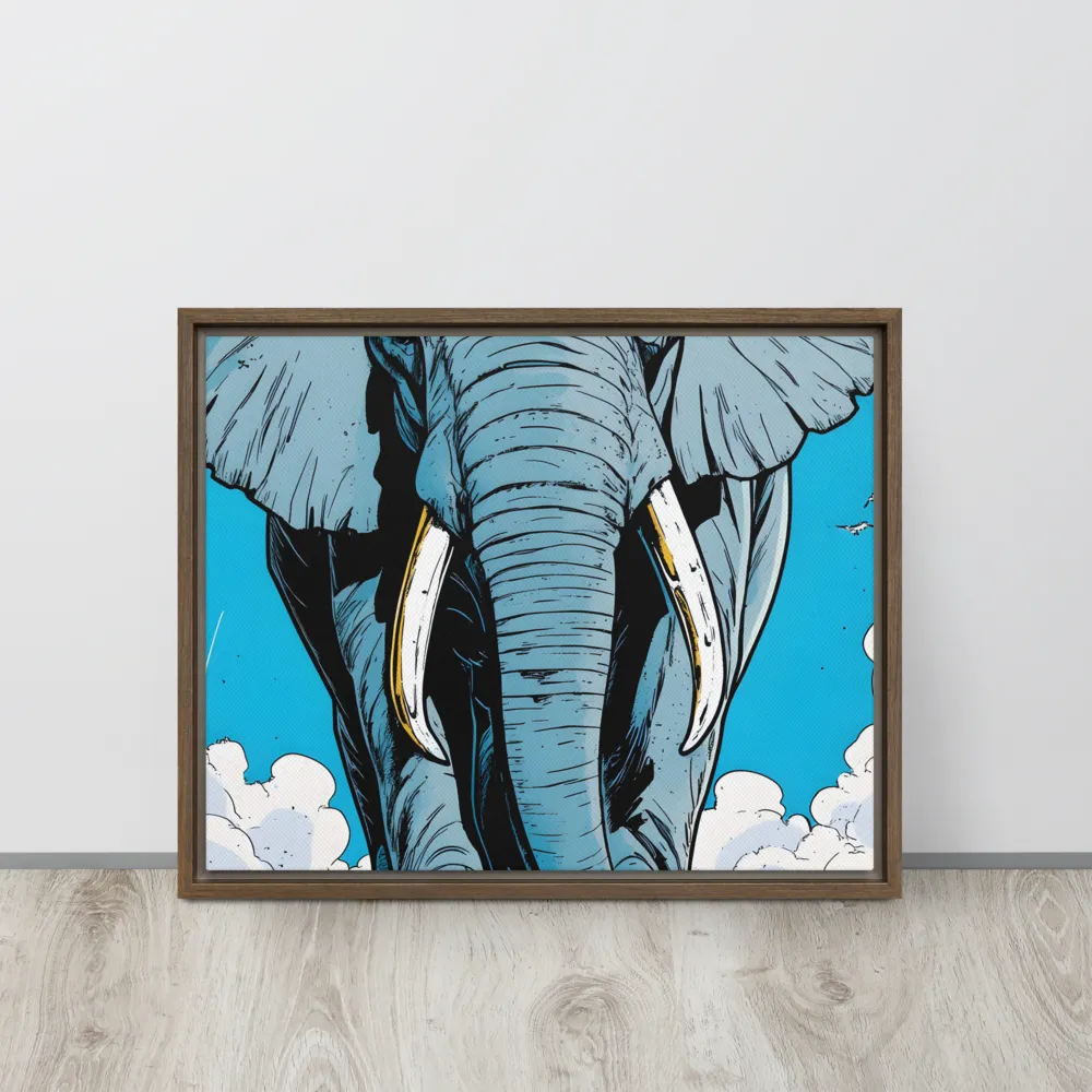 Majestic Presence: The Elephant | Canvas with Brown Frame | 16″×20″