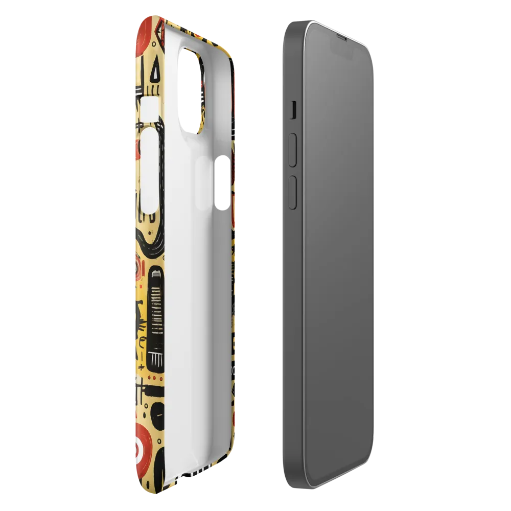 Abstract Encounters: A Dance of Faces and Symbols | Phone Case |  14 Plus | Snap Case | Glossy
