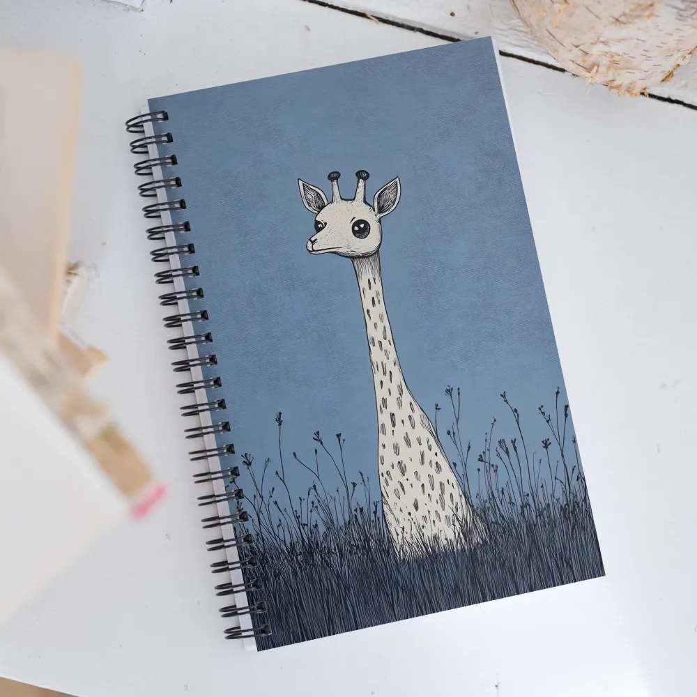 Whimsical Giraffe in Blue | Spiral Notebook