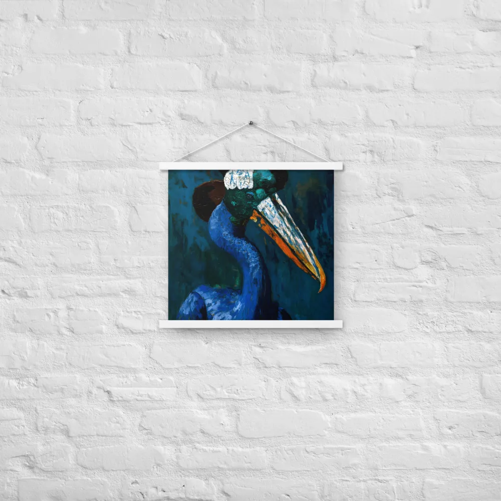 Majestic Absurdity: The Hat-Wearing Bird | Poster With White Wood Hanger | 18″×18″