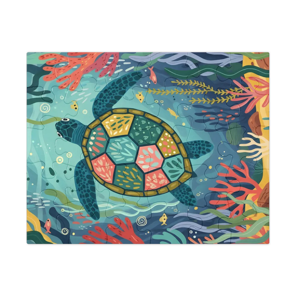 Mosaic Sea Turtle 
 Jigsaw Puzzle in Tin Box