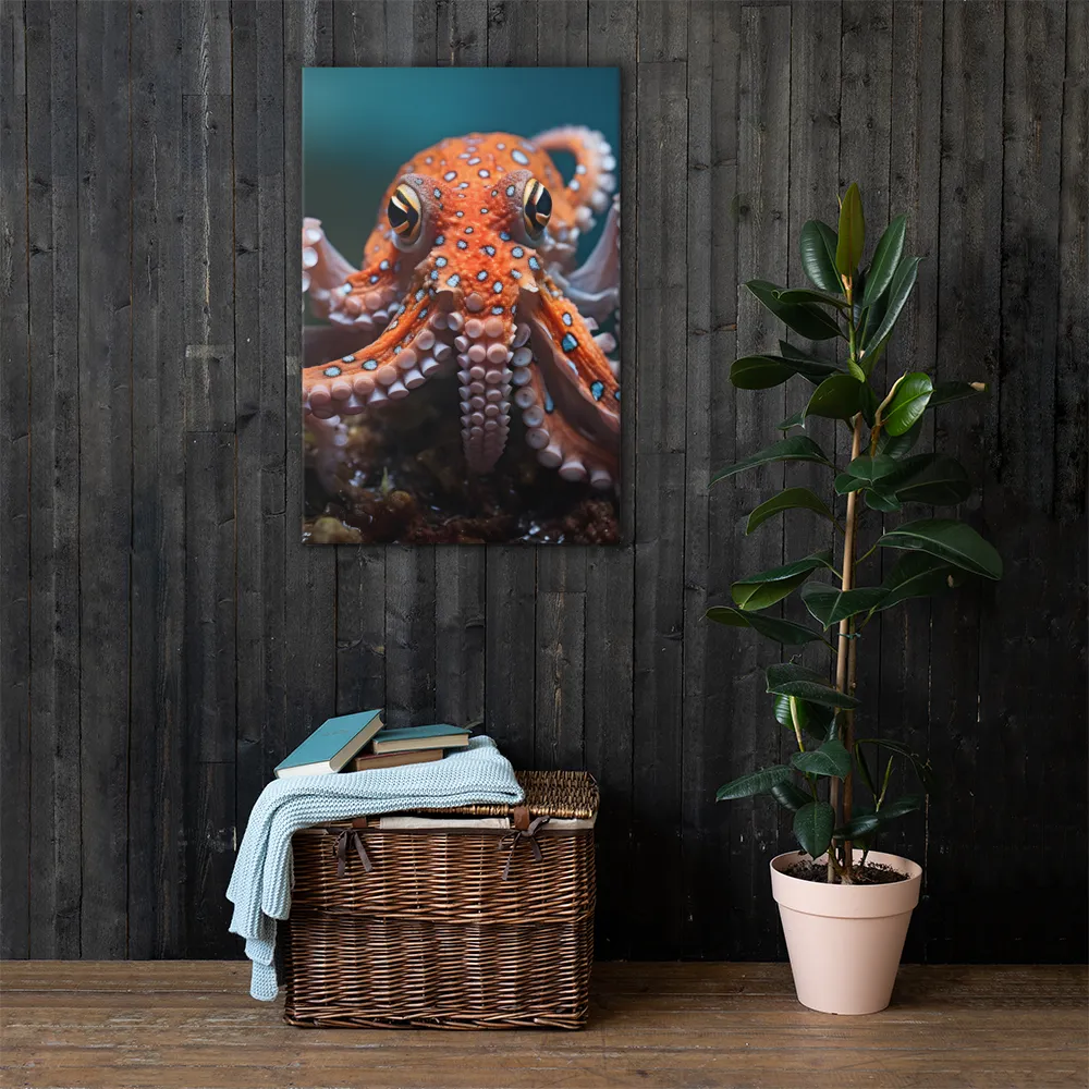 Curiosity of the Deep: The Orange Octopus | Canvas | 24″×36″