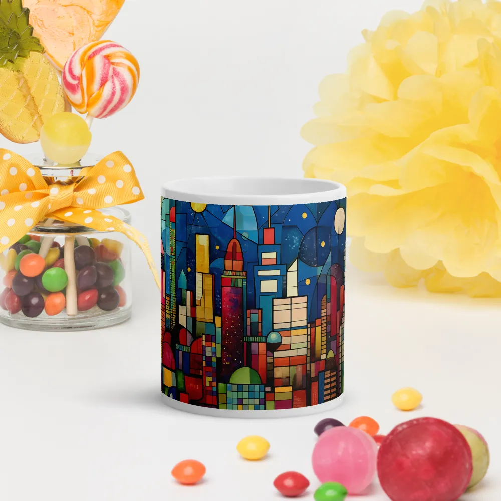 Geometric Harmony: A Vibrant Cityscape | Mugs | Multiple Sizes & Colors