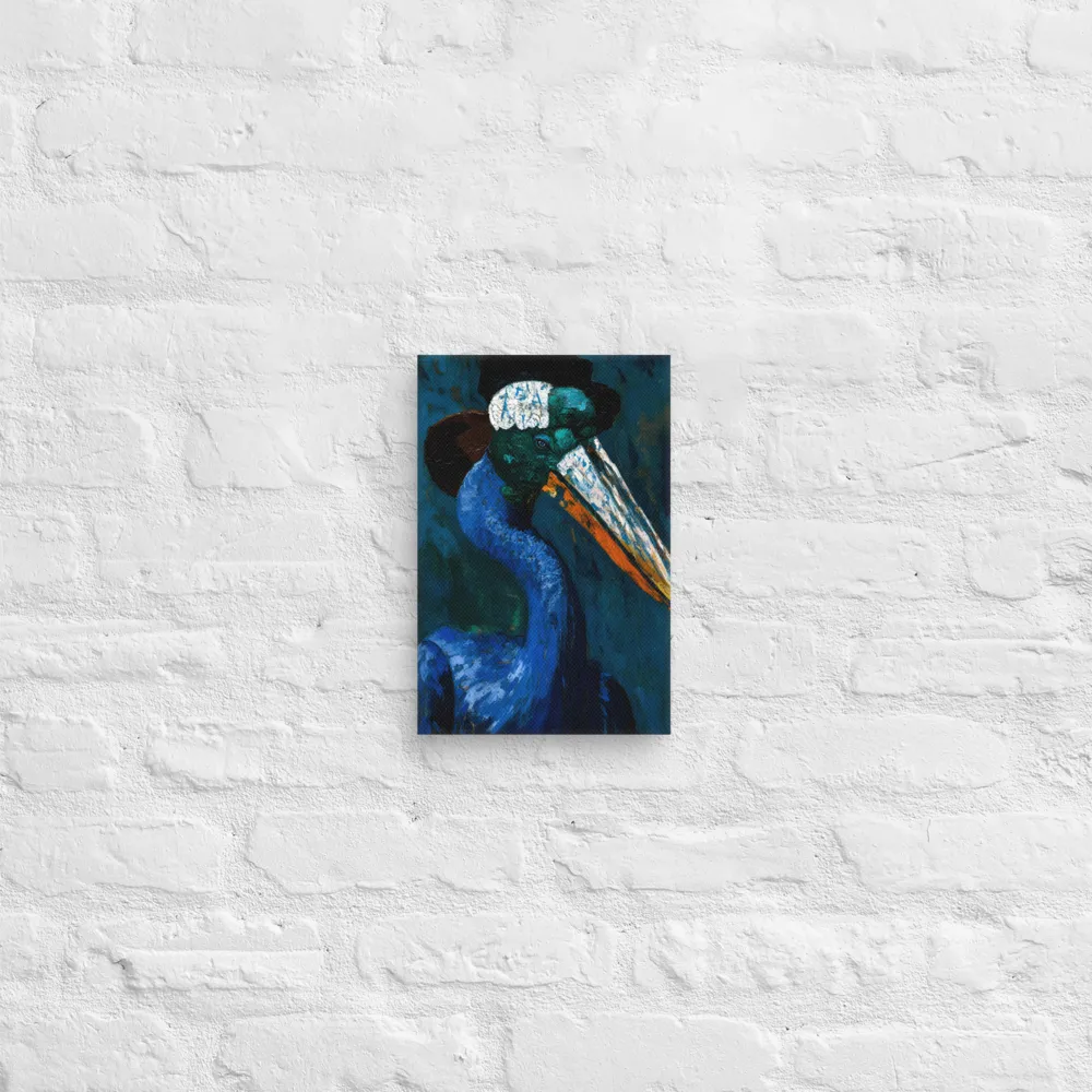 Majestic Absurdity: The Hat-Wearing Bird | Canvas | 8″×12″