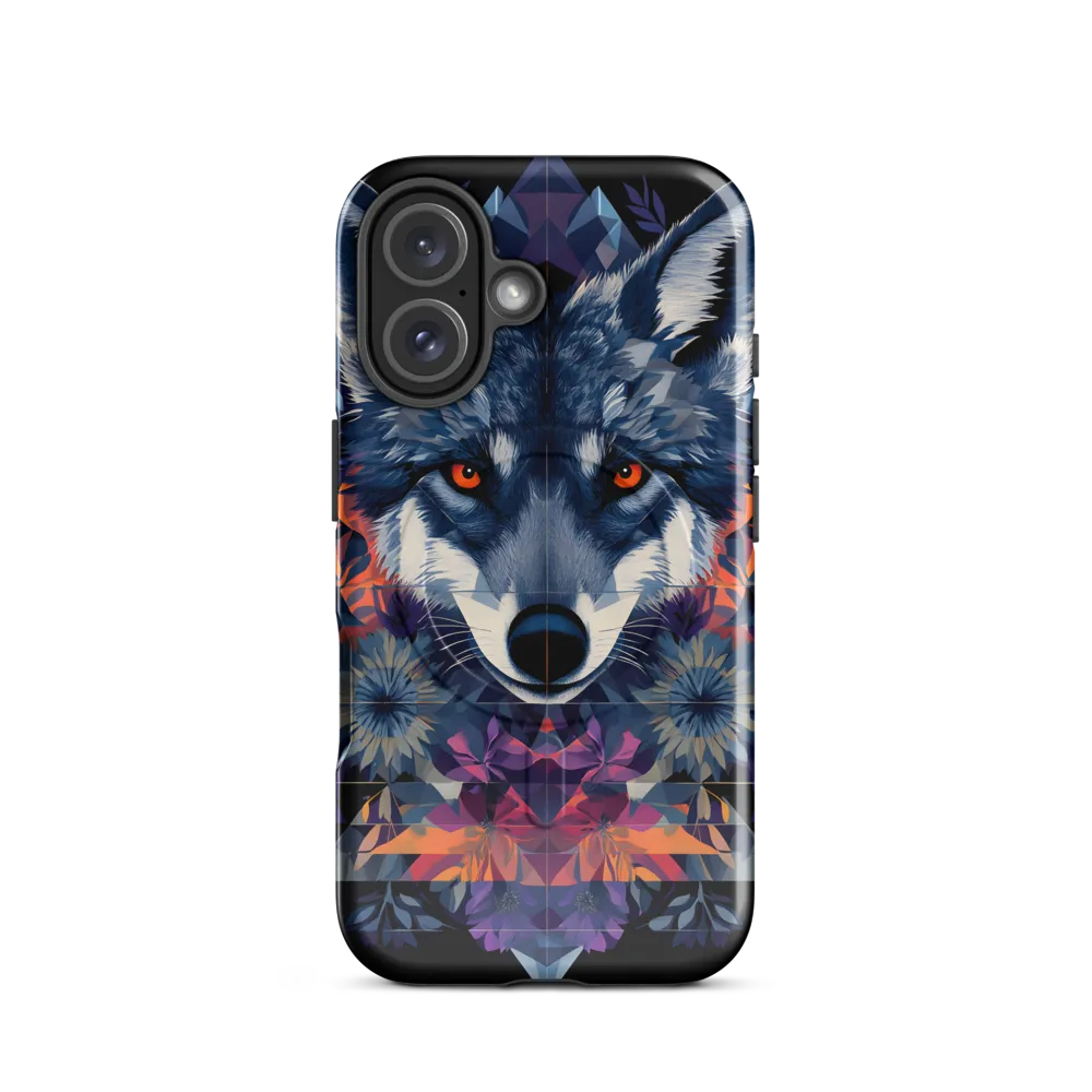 Mystical Wolf Amidst Floral Geometry
