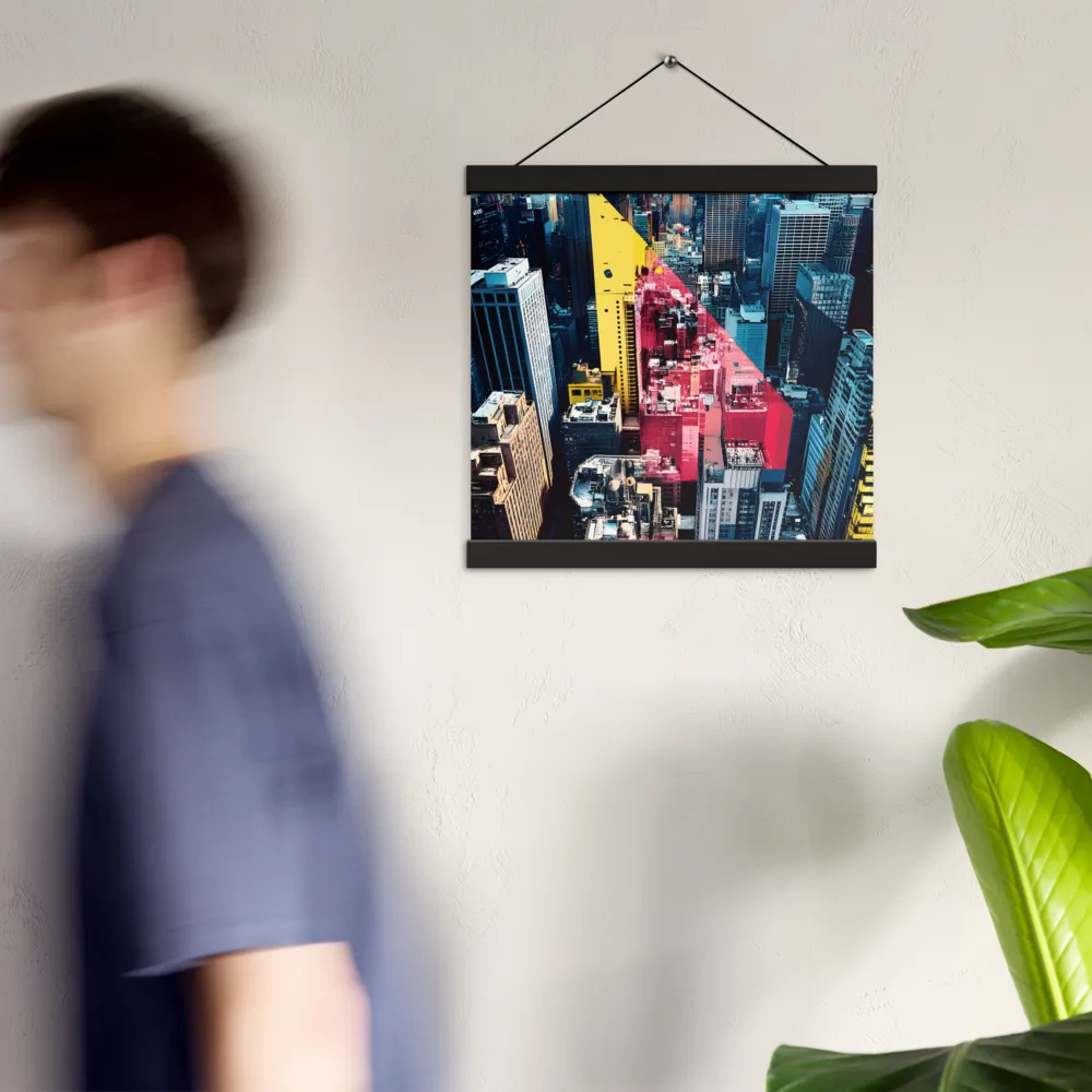 Dynamic Urban Symphony | Poster With Black Wood Hanger | 12″×12″