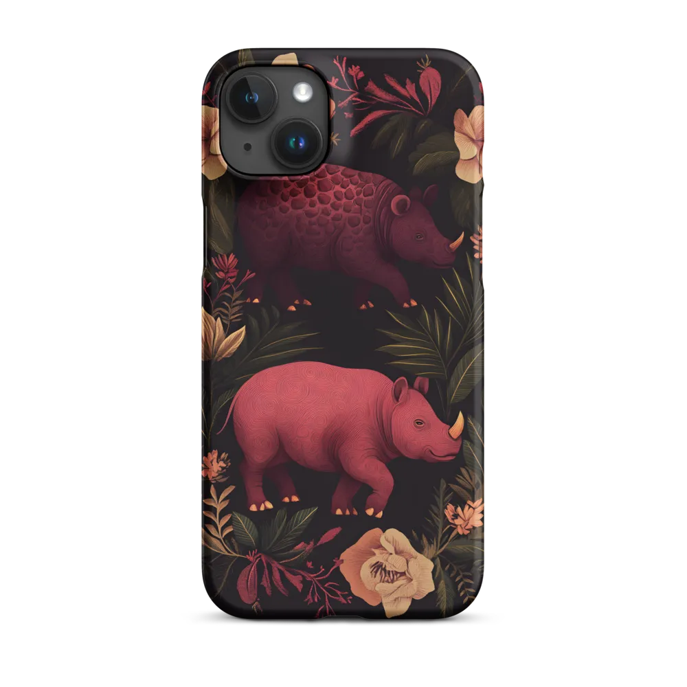 Rhinos in Floral Embrace