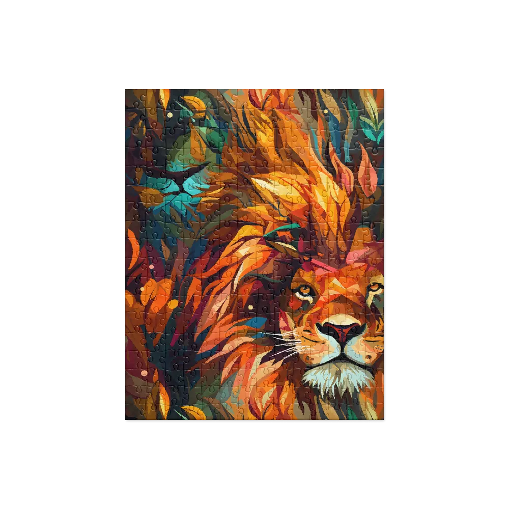 Majestic Gaze: The Polygonal Lion