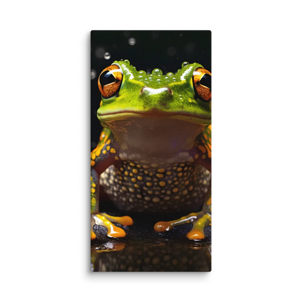 Emerald Elegance: The Frog in Focus | Canvas | 10″×20″