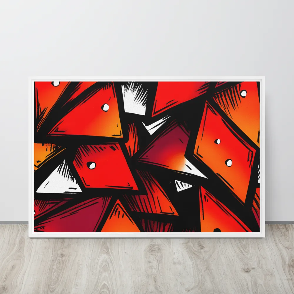 Dynamic Geometry of Red and Orange | Canvas with White Frame | 24″×36″