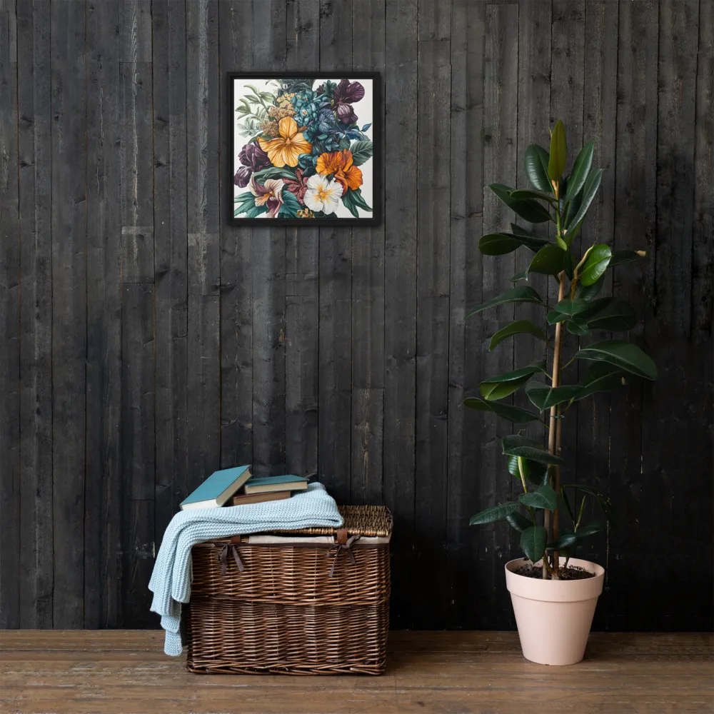 Floral Symphony | Canvas with Black Frame | 16″×16″