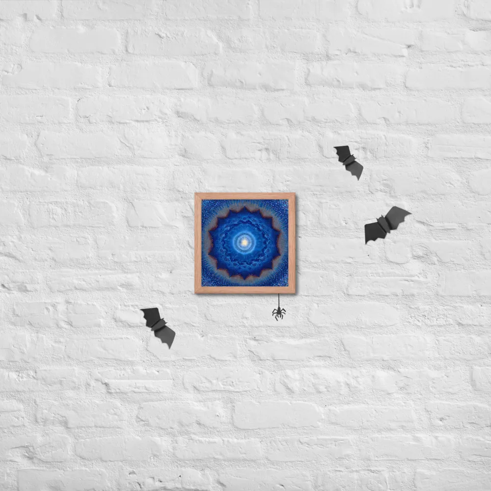 Luminous Blue Mandala 
 Poster with Red oak Frame | 10″x 10″