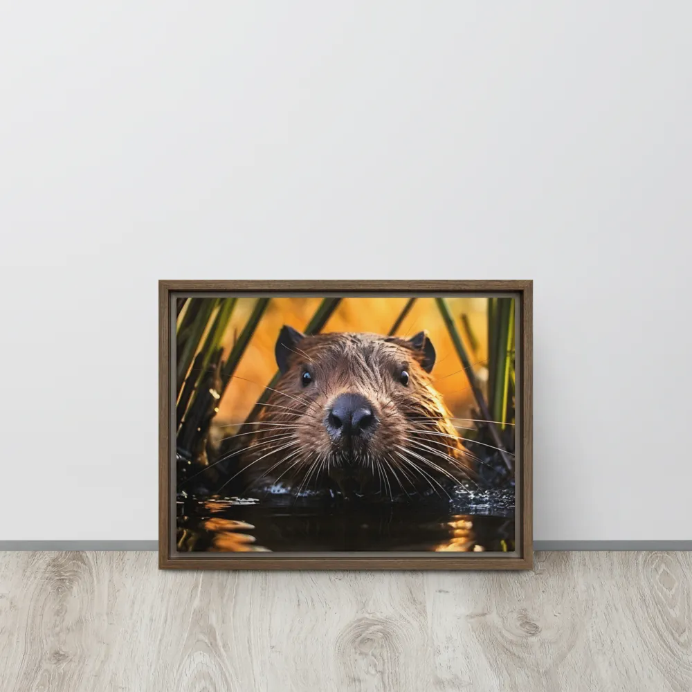 Beaver Serenity: A Natural Portrait | Canvas with Brown Frame | 12″×16″