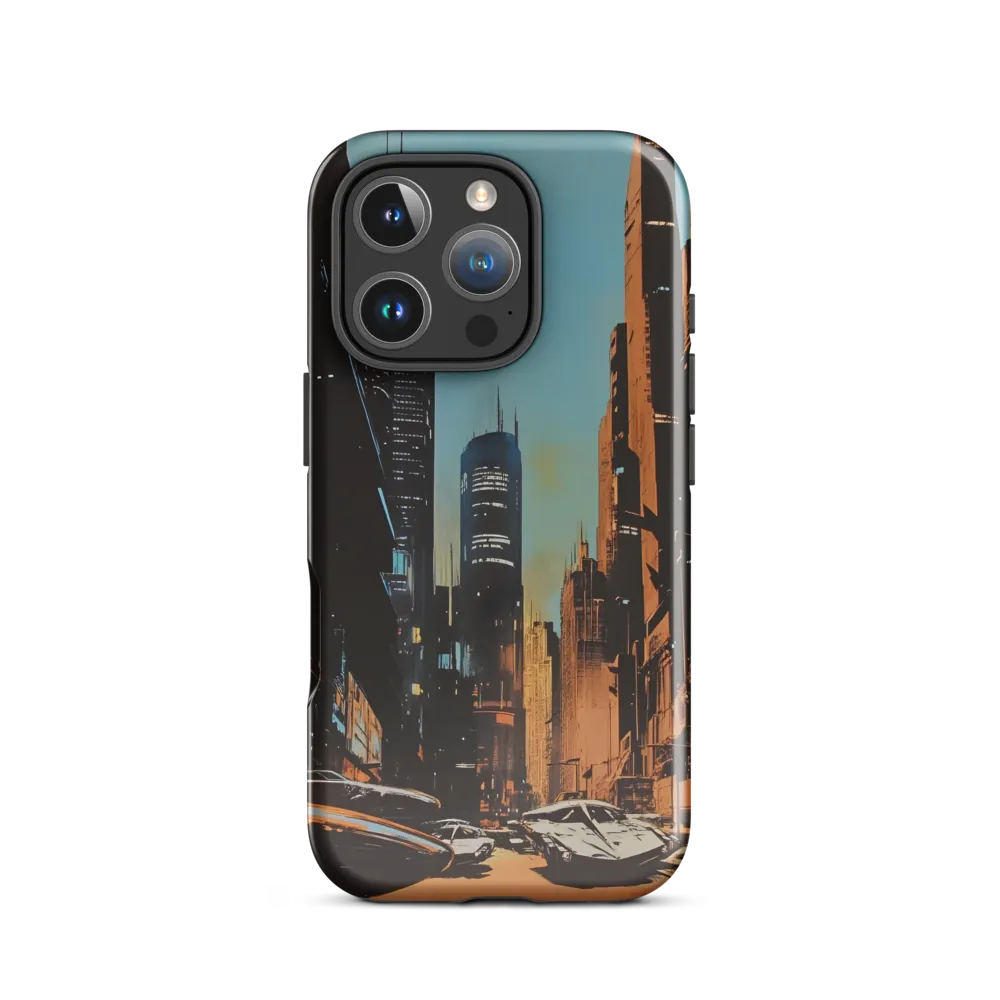 Futuristic Cityscape in Blue and Orange