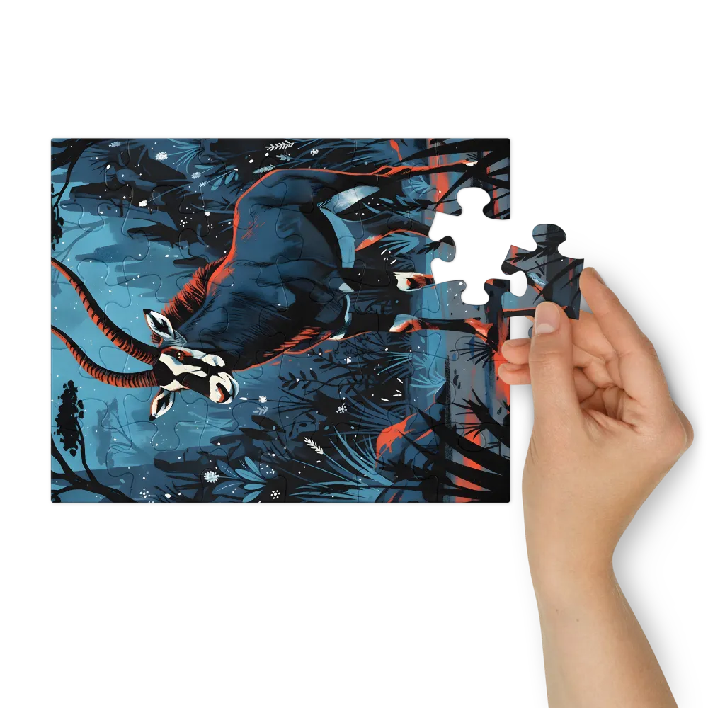 Moonlit Oryx 
 Jigsaw Puzzle in Tin Box