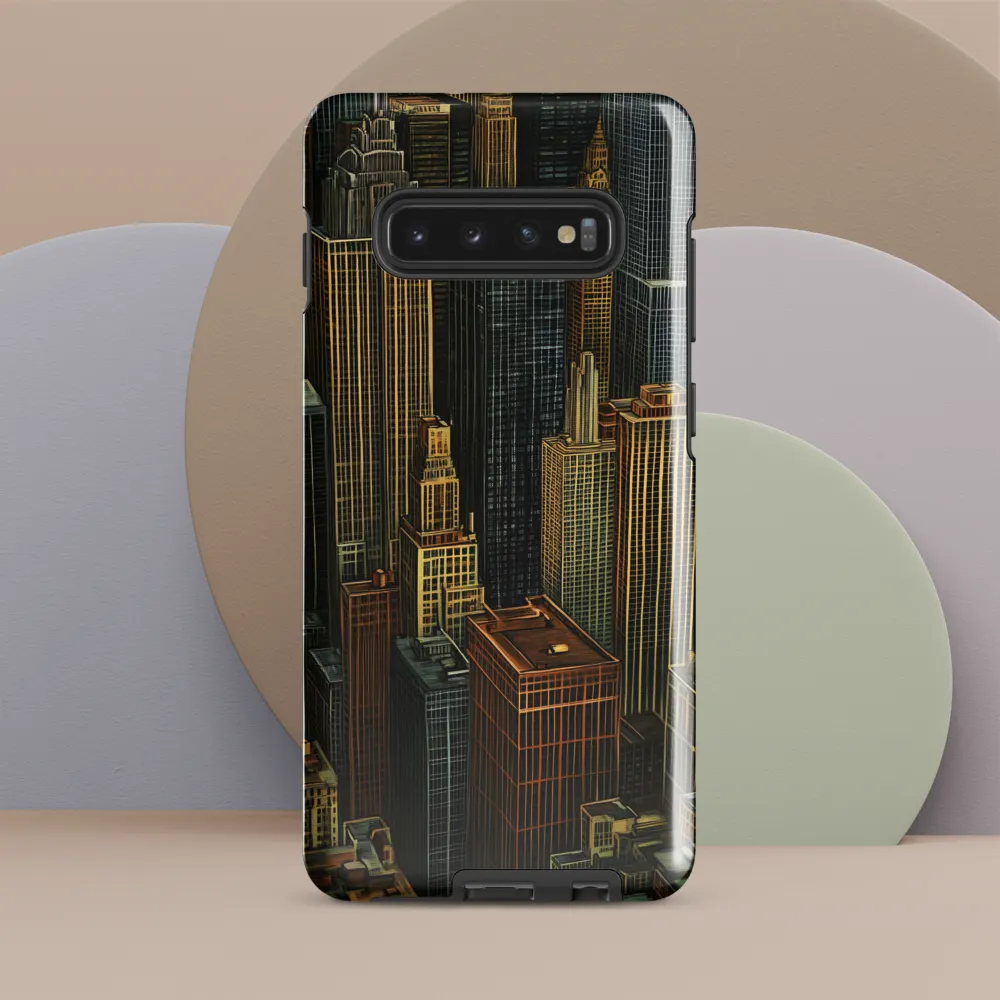 Urban Elegance: A Golden Cityscape | Phone Case |  S10 Plus | Tough Case | Glossy