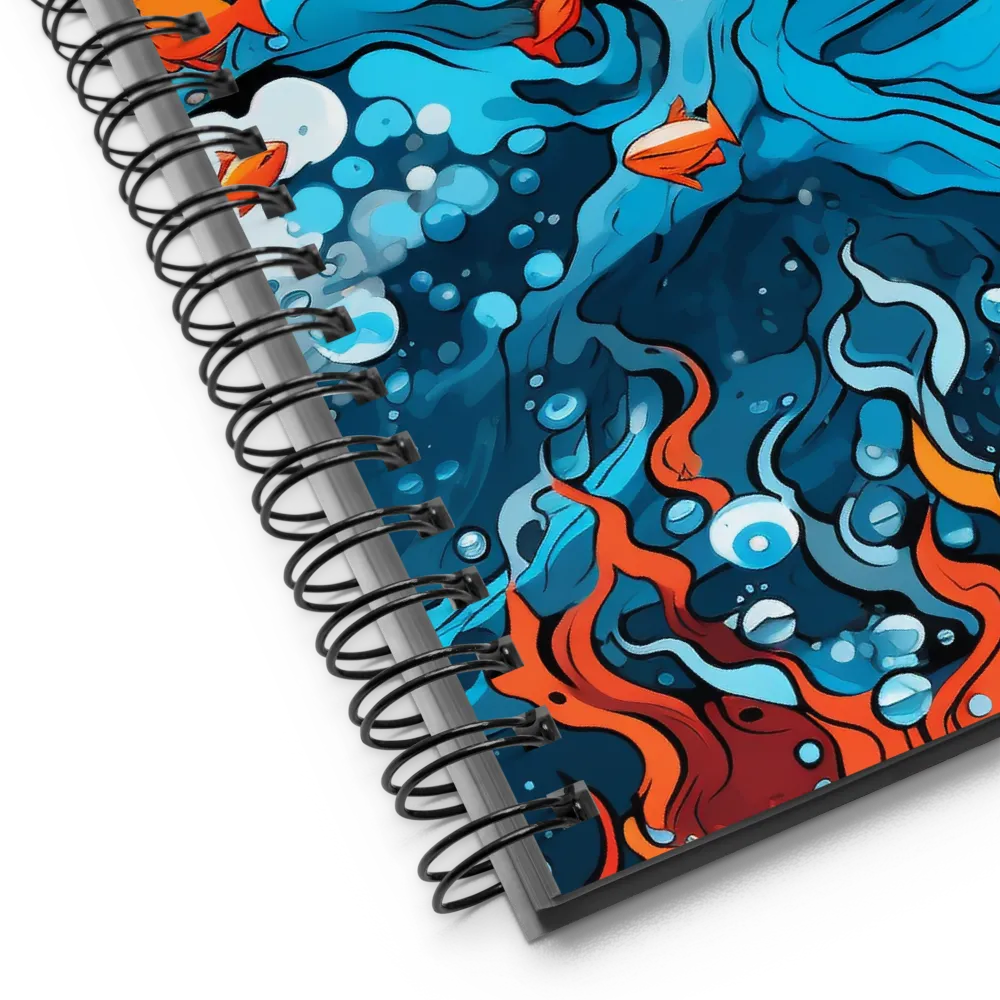 Fluid Harmony: Ocean and Flames | Spiral Notebook