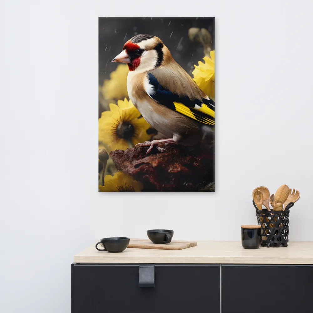 Harmony in Nature: A Goldfinch Amidst Blooms