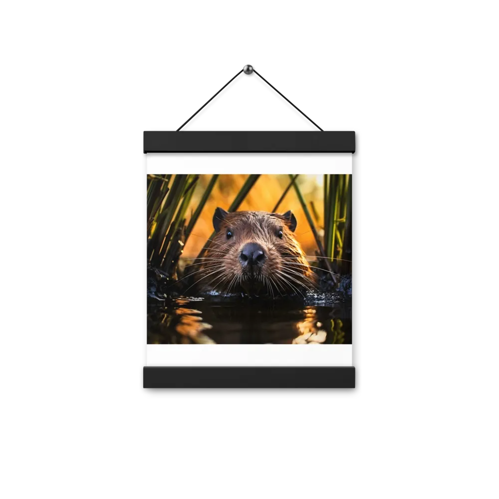 Beaver Serenity: A Natural Portrait | Poster With Black Wood Hanger | 8″×10″