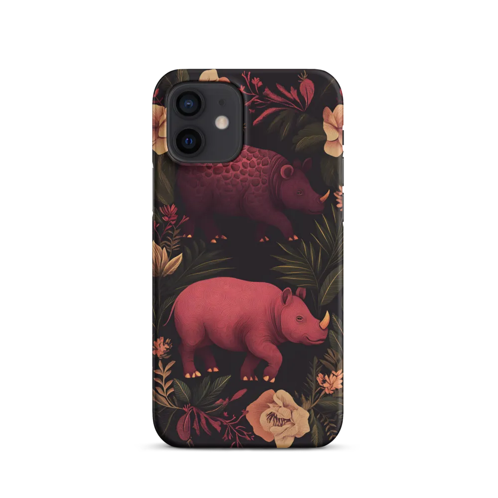 Rhinos in Floral Embrace