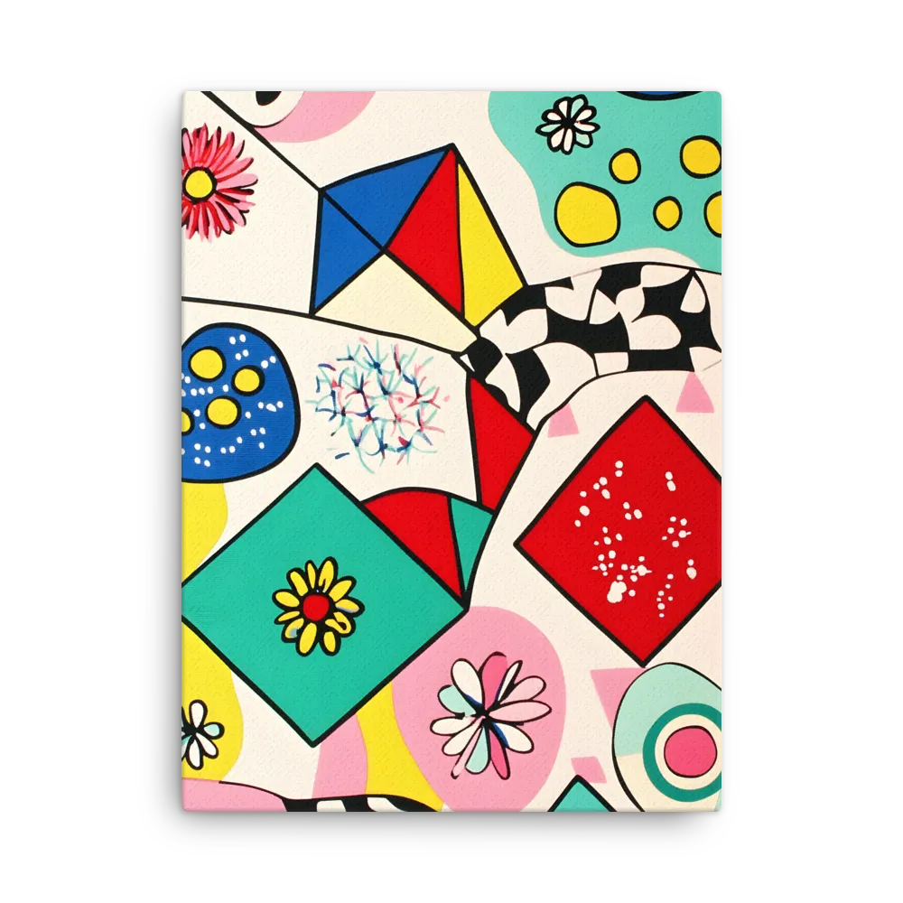 Joyful Geometry: A Playful Dance of Shapes and Colors | Thin Canvas | 24″×32″