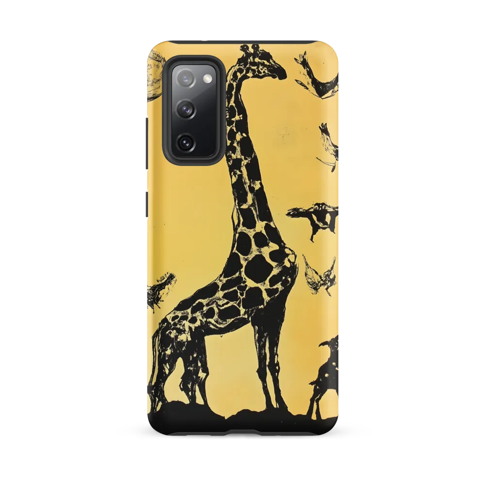Whimsical Harmony of Giraffe and Birds