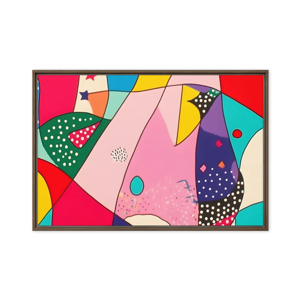 Playful Geometry in Color | Canvas with Brown Frame | 20″×30″