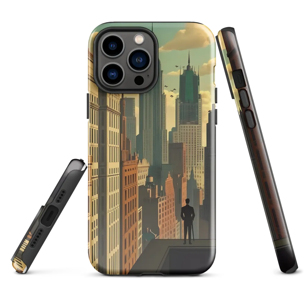 Urban Dreams: A Silhouette in Art Deco Cityscape