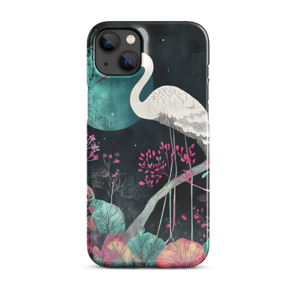 Ethereal Presence: Heron in a Floral Dreamscape | Phone Case |  14 Plus | Snap Case | Glossy