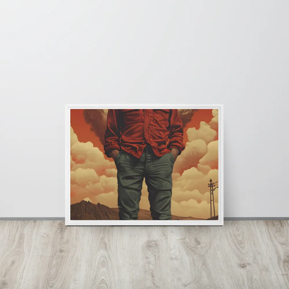 Defiant Spirit in a Surreal Landscape | Canvas with White Frame | 18″×24″