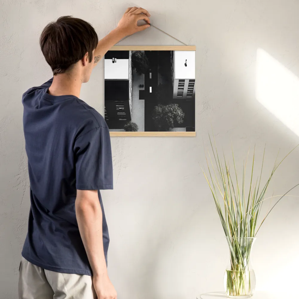 Urban Serenity from Above | Poster With Oak Wood Hanger | 16″×16″