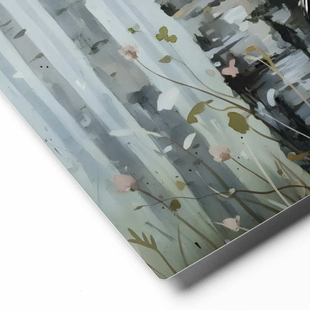 Woodpecker on Birch 
 Metal Print | 12″x 12″