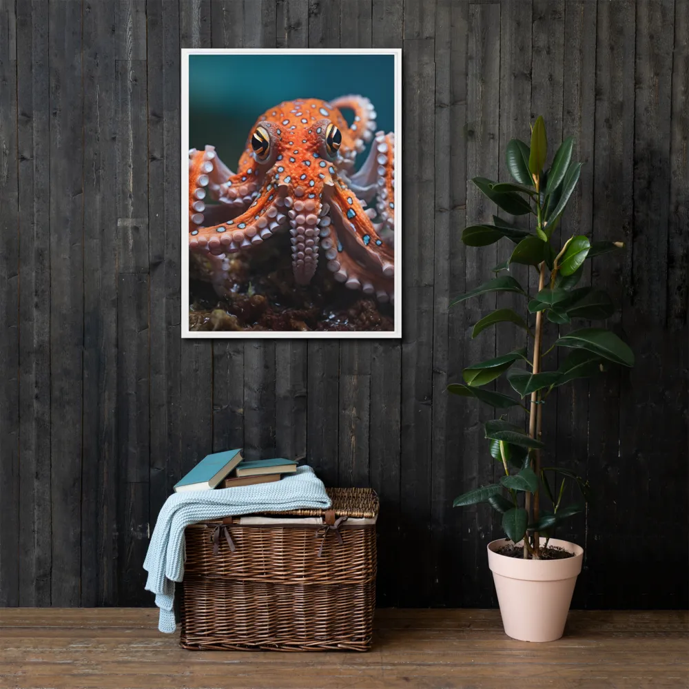 Curiosity of the Deep: The Orange Octopus | Canvas with White Frame | 24″×32″