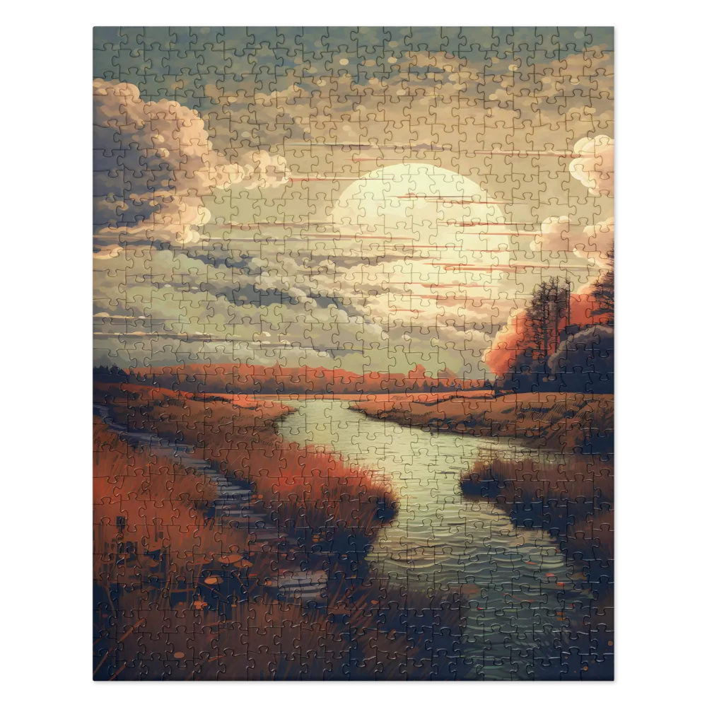 Whispers of Dusk: A Tranquil River Landscape | Jigsaw Puzzle | 520 pieces