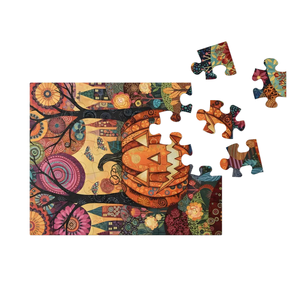 Whimsical Pumpkin Patch 
 Jigsaw Puzzle in Tin Box