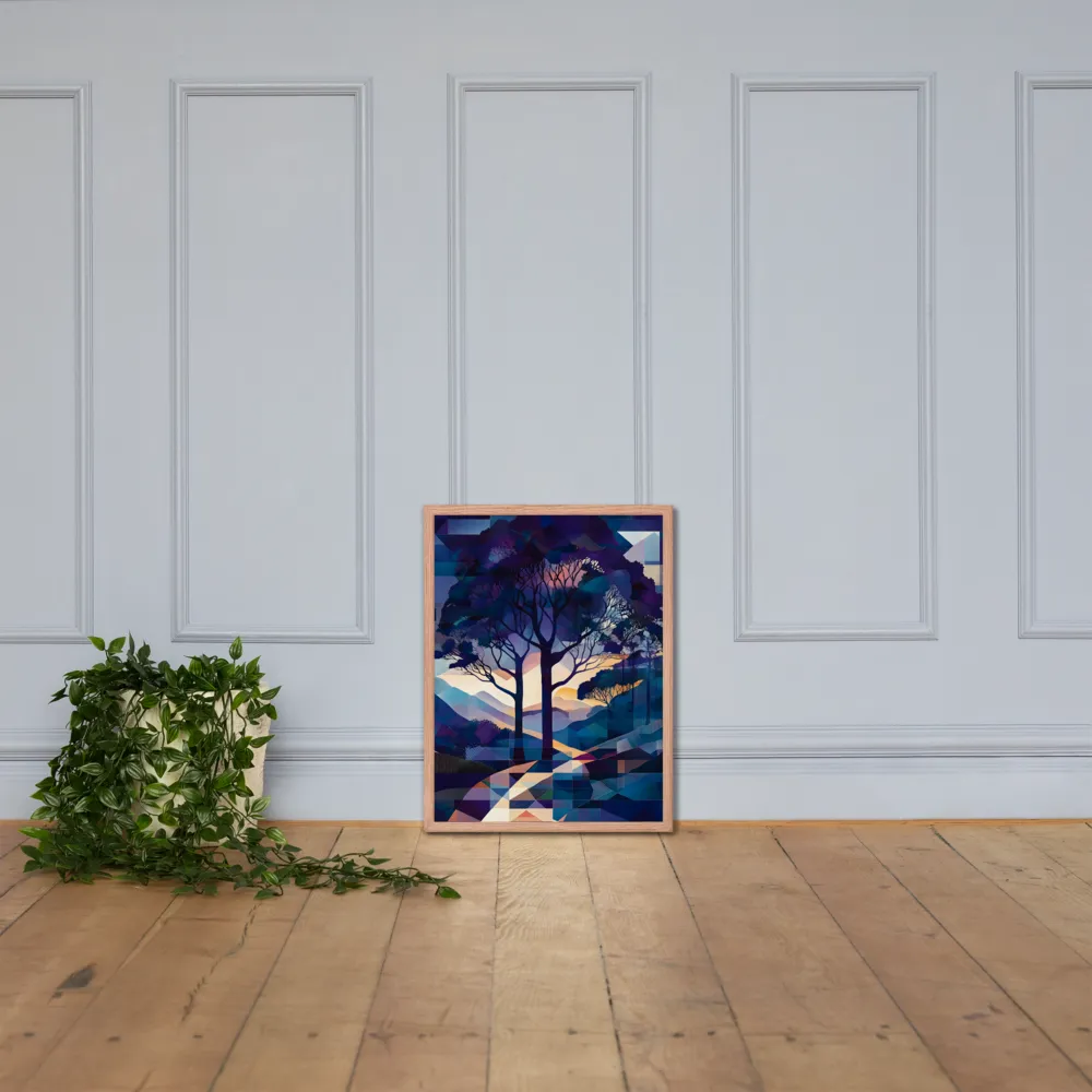 Tranquil Geometry: A Journey Through Color | Poster with Red oak Frame | 18″×24″