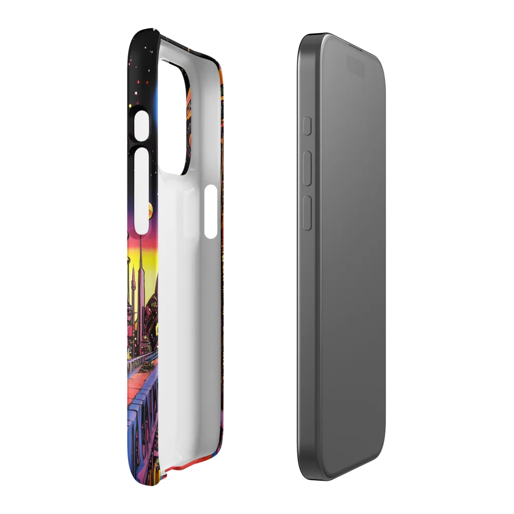 Futuristic Cosmos: A Journey Through Neon Cities | Phone Case |  15 Pro | Snap Case | Matte