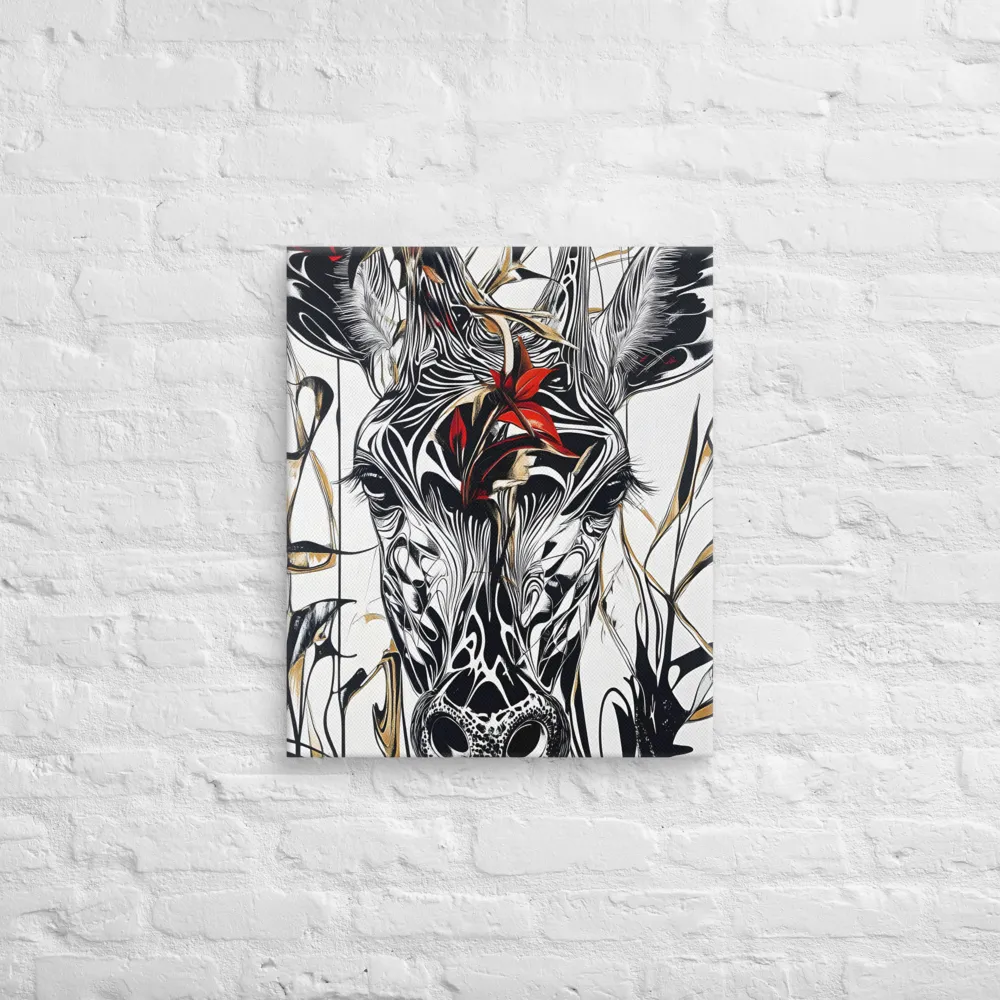 Floral Elegance: The Giraffe's Portrait | Canvas | 20″×24″