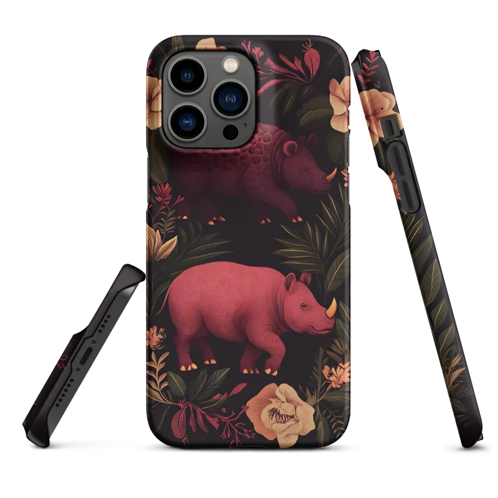 Rhinos in Floral Embrace