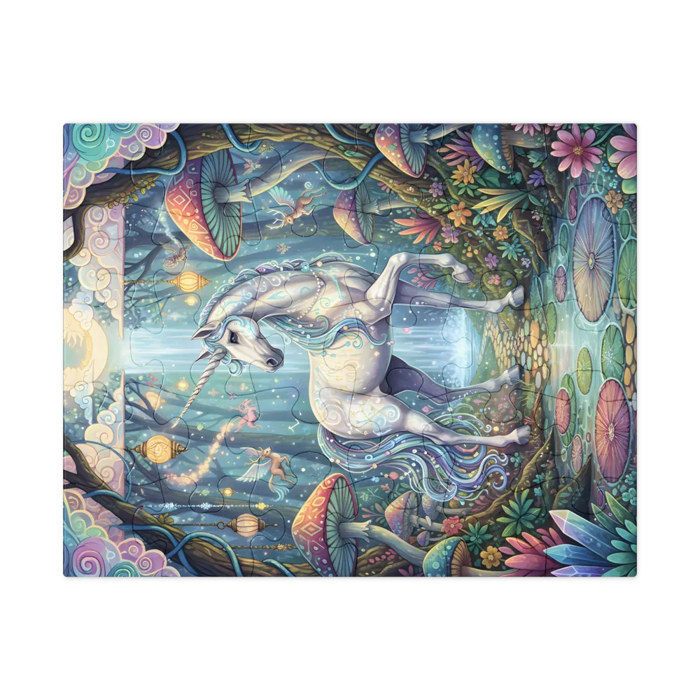 Moonlit Forest Unicorn 
 Jigsaw Puzzle in Tin Box